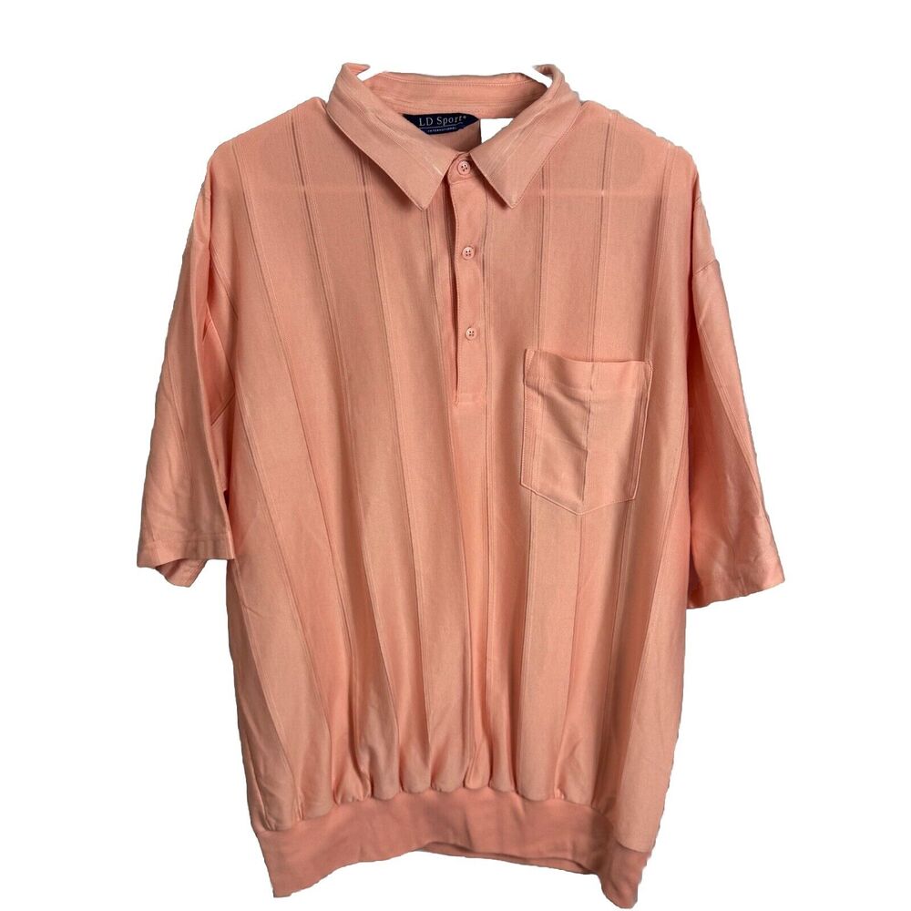 LD Sport International Men's Banded Coral Polo Shirt Size XL Vtg‎ Pocket Preppy